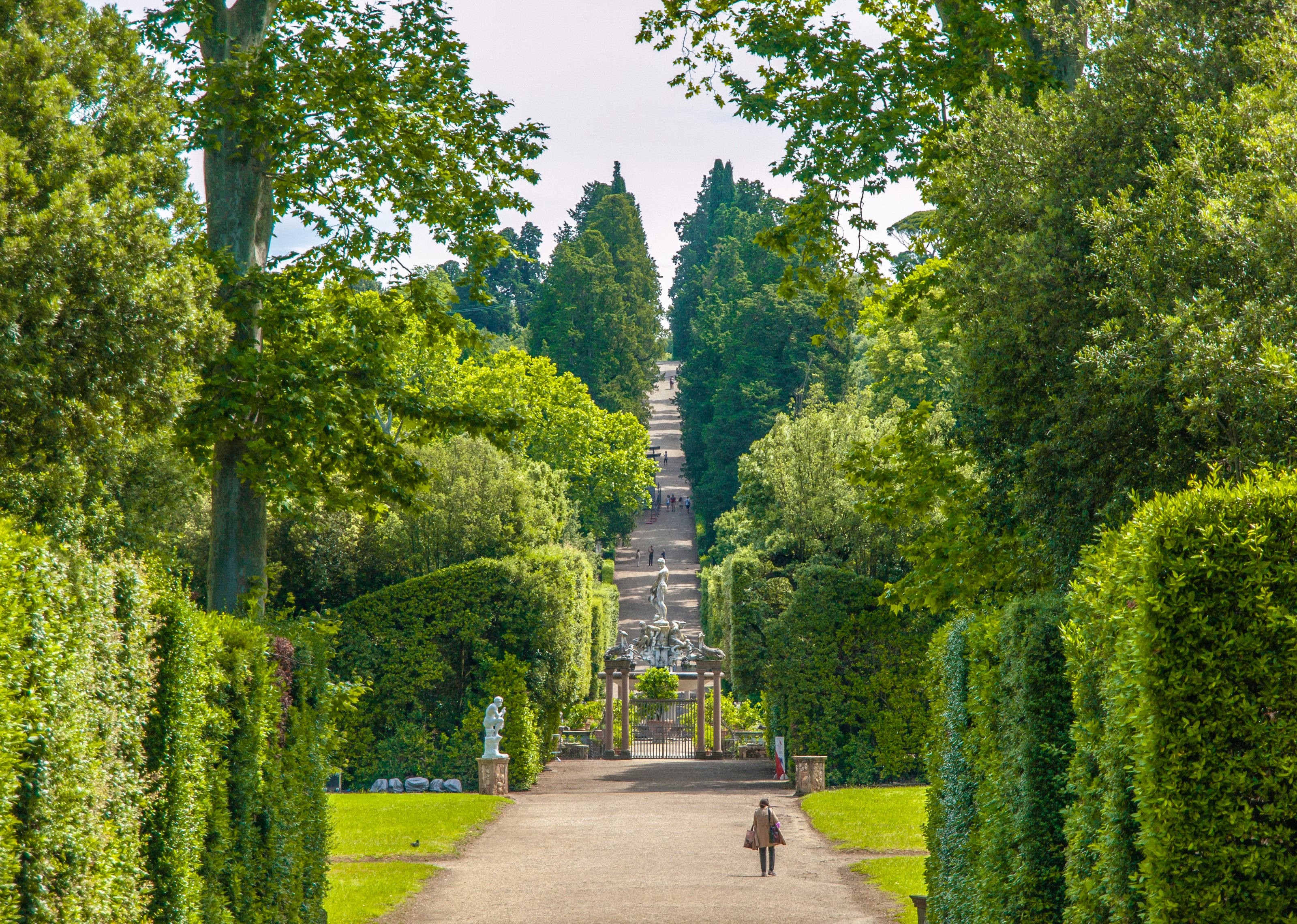 „Boboli Gardens“ - Žaliasis parkas ir muziejus po atviru dangumi Florencijoje, Toskanoje, Italijoje.