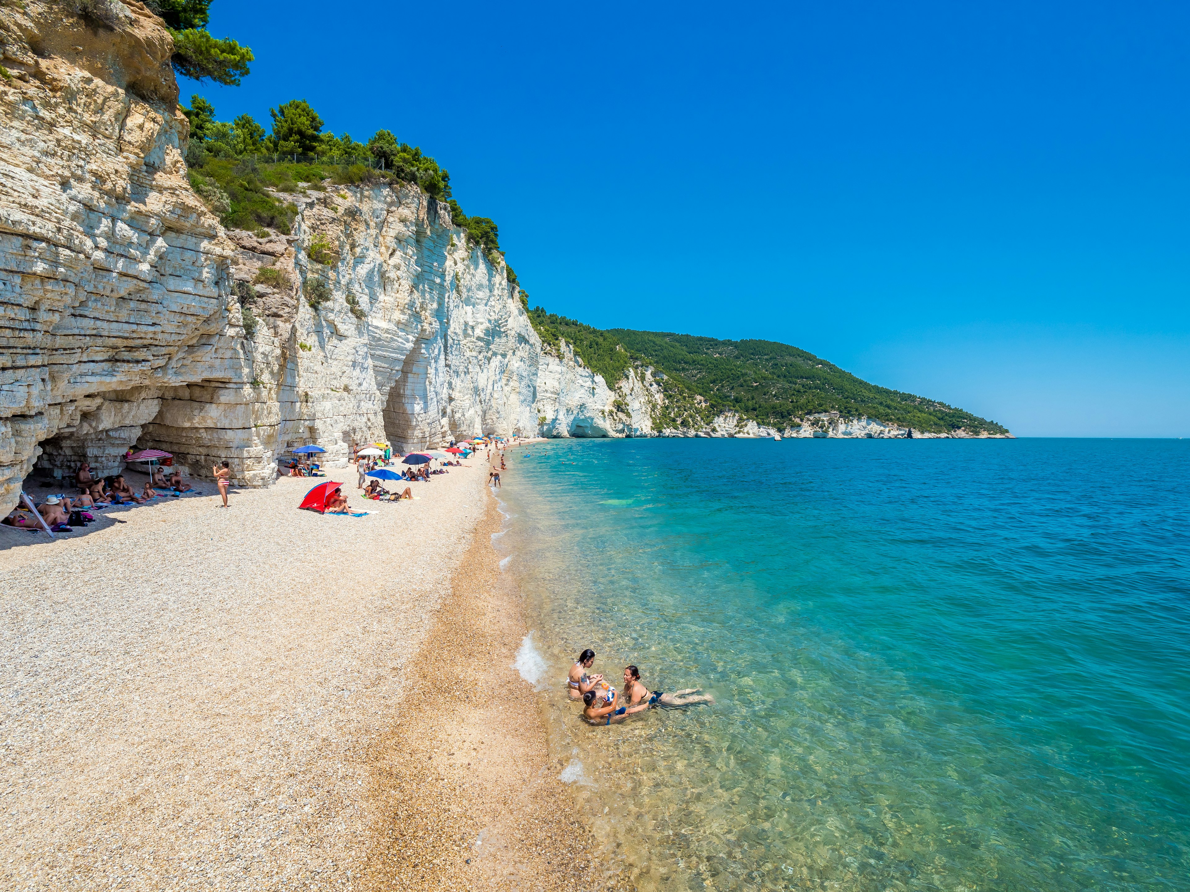 Paplūdimys Baia Delle Zagare Puglijoje, Italijoje