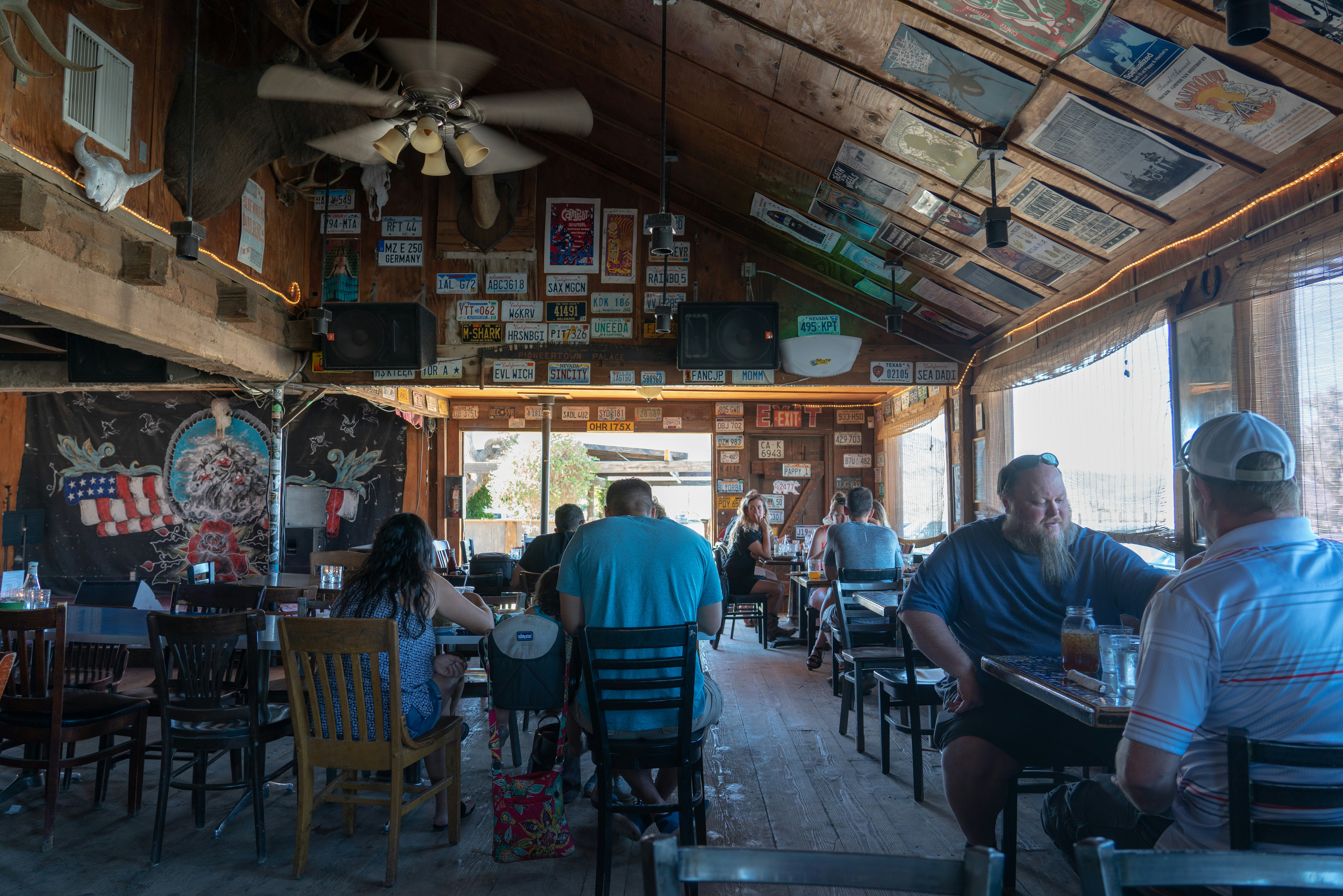 People dining at in a restaurant and music venue