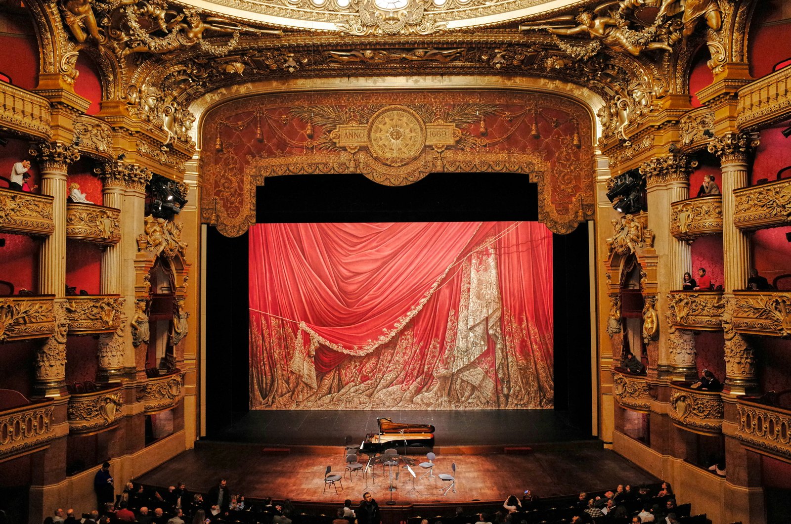 The stage inside the Palais Garnier opera house.